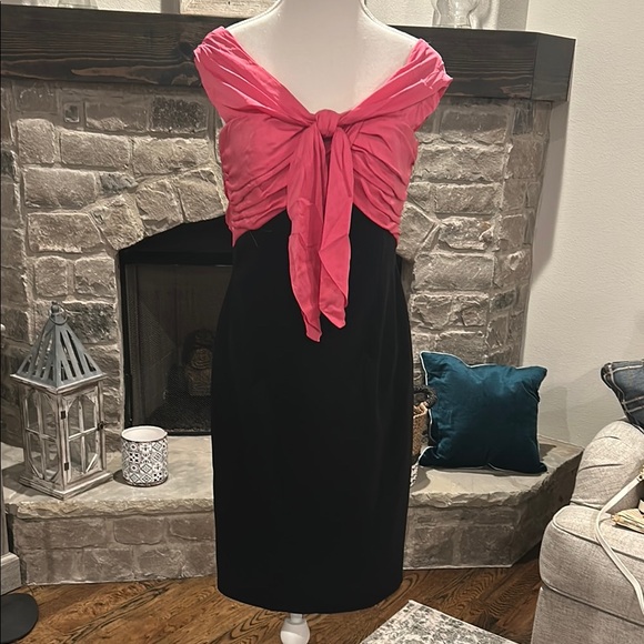 Paule Ka women sweetheart Pink and Black Dress size 40 - Picture 2 of 8